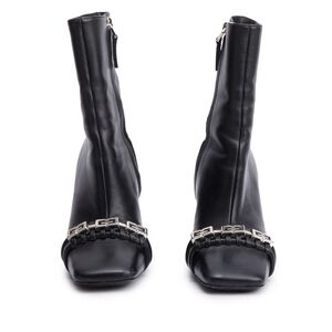 Givenchy Black Leather G-Woven Ankle Boots, Size 36.5 